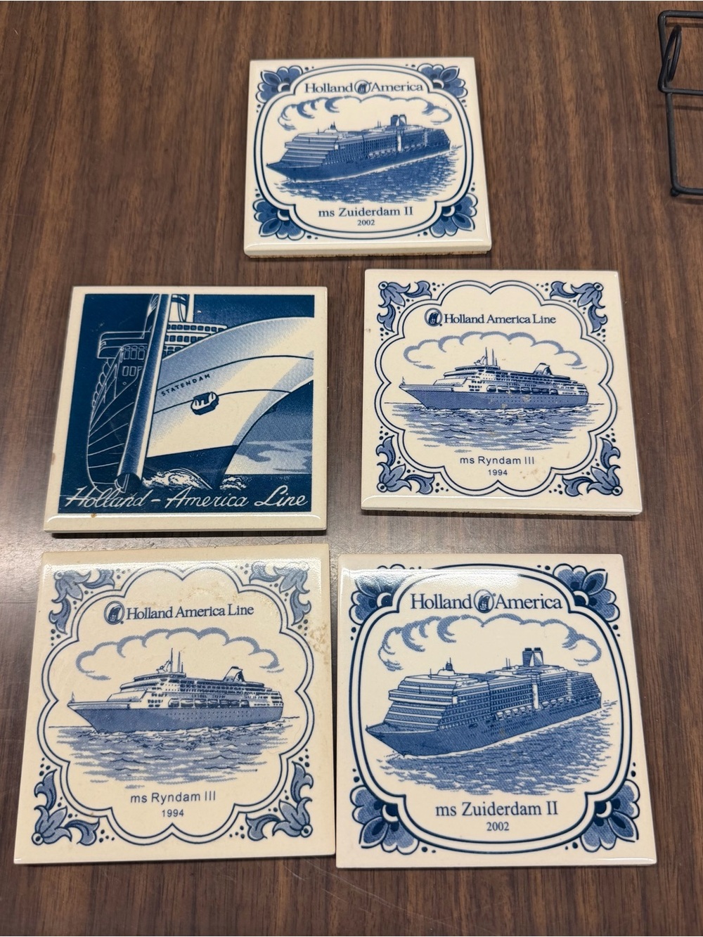 Holland American Delft Coaster Tiles Zuiderdam II 2002 Lot Of 5